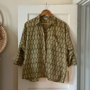 Maiwa Block Print Button Down - Size Small